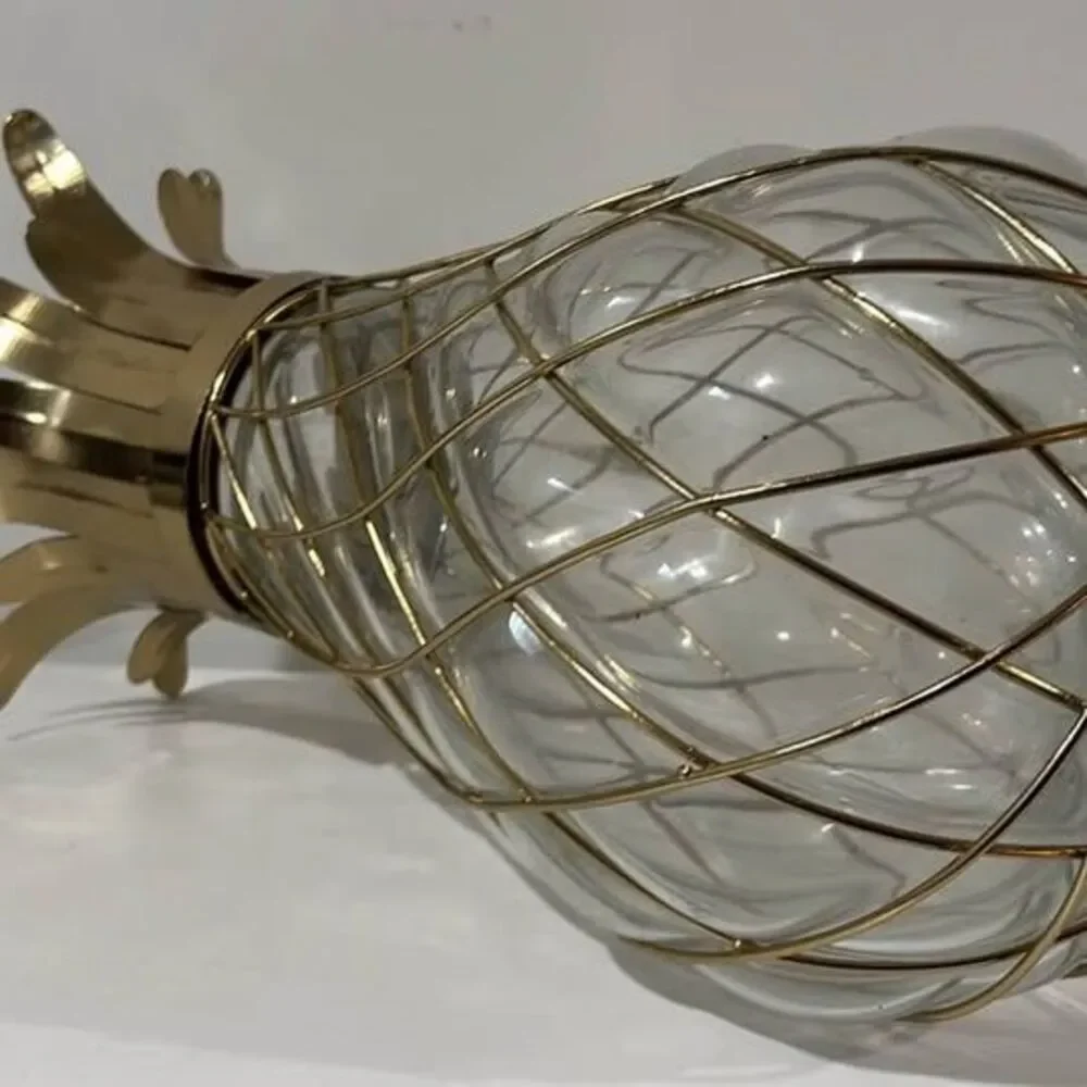 Gold Pineapple Glass Vase